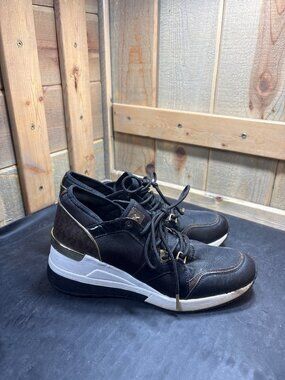Michael Kors Shoes HJ19D Womens Size US 9 UK 7 EUR 40 Black Monogram Sneaker